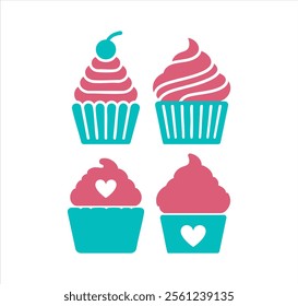 Set of cupcakes design, cupcakes vector