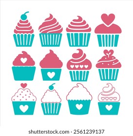 Set of cupcakes design, cupcakes vector