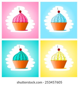 Set of cupcakes different colors