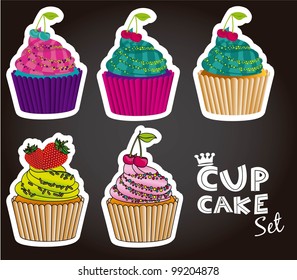 set of cupcakes of different styles and colors