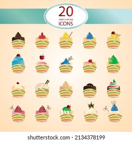 Cupcakes-Symbolsatz, Vektorgrafik