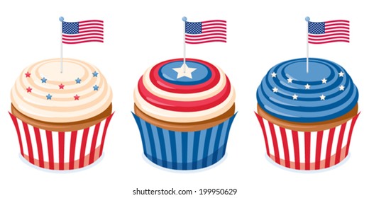 Set of Cupcakes for Independence Day. 4 th of July. 