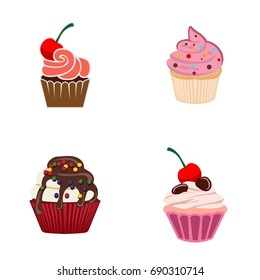 set cupcakes and muffins vector