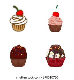 set cupcakes and muffins vector