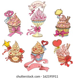Set Cupcakes. Vector illustration.