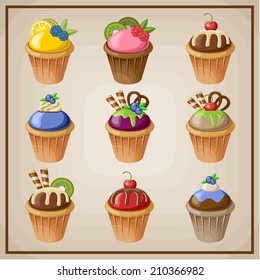 Set of cupcakes. Vector illustration