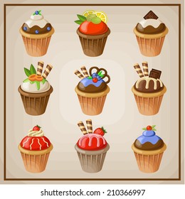Set of cupcakes. Vector illustration