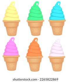 set of cupcakes,Set of colorful frozen yogurt ice creams