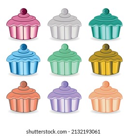 set of cupcakes.Vector illustration. eps 10
