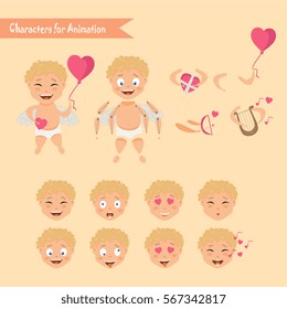 Set cupid animation. Set for Valentine's Day