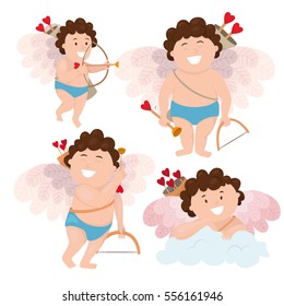 Set of a Cupid, Happy Valentine's Day, the angel of love