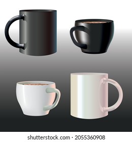 Set of cups for advertising. Printing on cups. Vector.