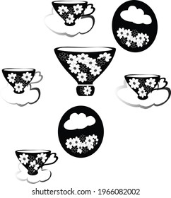 Set of cups black and white color