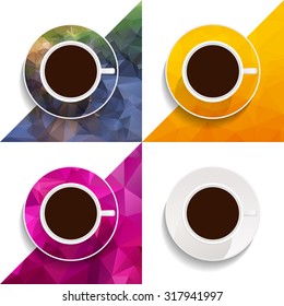 set of cups of coffee isolated on a background colored. vector illustration