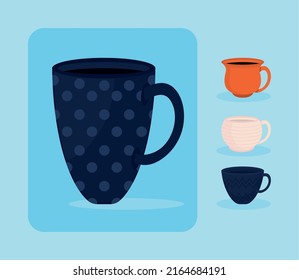 set of cups for coffee or tea