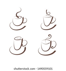 A set of cups. Figure for icons, logos. Graphics.