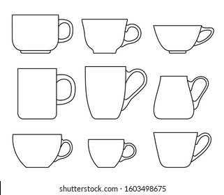Set of cups icons on a white background. Vector illustration
