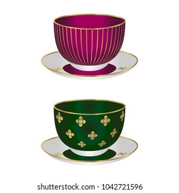 Set of cups isolated on white, vector illustration