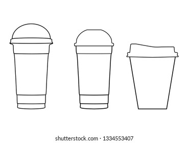 Set of cups lines icons on white background - vector illustration.