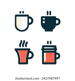 Set of cups tea in cartoon style on black background. Graphic illustration. 3d vector illustration. Vector illustration design. Banner collection. Graphic design icon set. Modern design.
