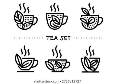 Un conjunto de tazas de té y café para el desayuno con una rodaja de limón similar a un código de barras QR