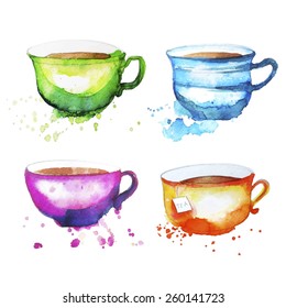 set of cups,each element on a separate layer