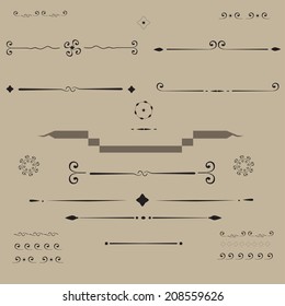 set of curl, vignette ornamental elements,  that could be used as a page decoration