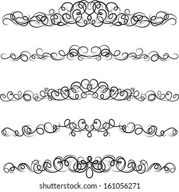 Set of curled calligraphic design elements.