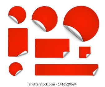 Set of curled stickers isolated on white background. Vector illustration. It can be use for price, promo, adv and etc.	