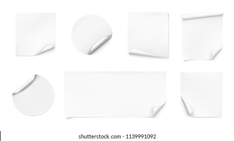 Set of curled stickers. Vector illustration isolated on white background. EPS10.