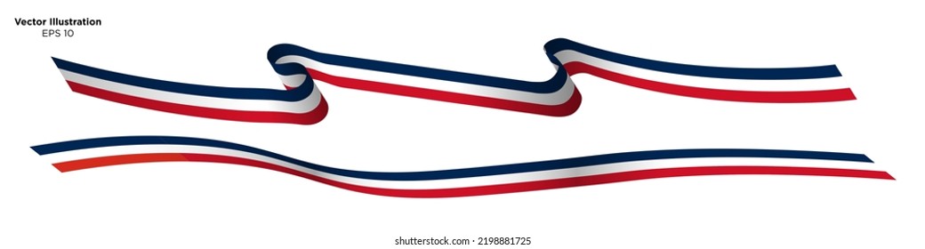 Set of curled and waving flag of France isolated on white background, 3d rendered. Vector Illustration. EPS 10.