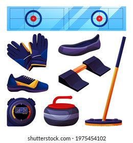 Set of curling equipment and sports accessories