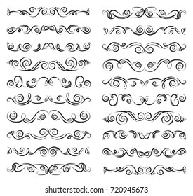 Set Curls Scrolls Calligraphic Dividers Decorative Stock Vector ...