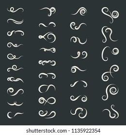 Set of curls and scrolls. Decorative elements for frames. Elegant swirl vector illustration. 