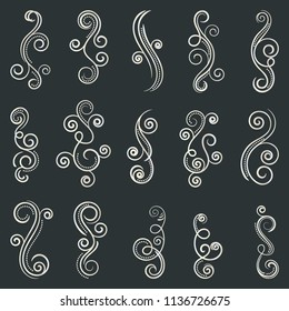 Set of curls and scrolls. Decorative elements for frames. Elegant swirl vector illustration. 