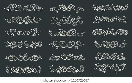 Set of curls and scrolls. Decorative elements for frames. Elegant swirl vector illustration. 