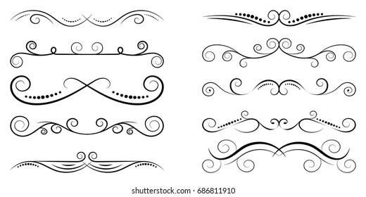 Set of curls and scrolls. Decorative elements for frames. 