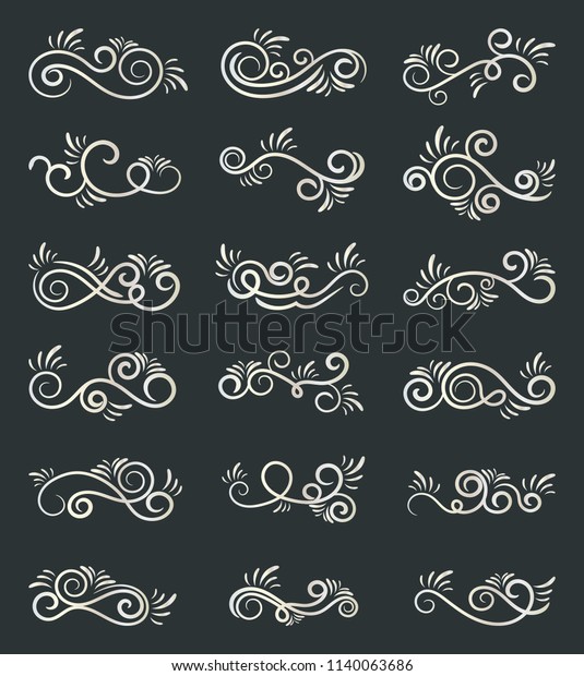 Set of curls and scrolls.\
Decorative elements for frames. Elegant swirl vector illustration.\
