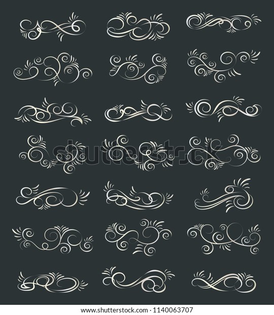 Set of curls and scrolls.\
Decorative elements for frames. Elegant swirl vector illustration.\
