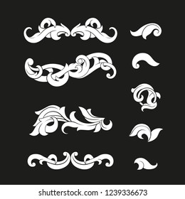 set of curls and scrolls for design
