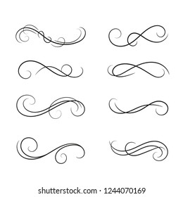 Set of curls and scrolls design element.