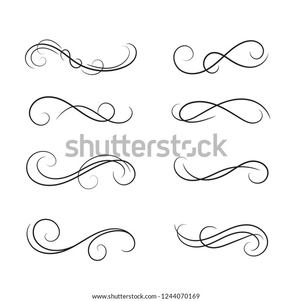 Set of curls and\
scrolls design element.