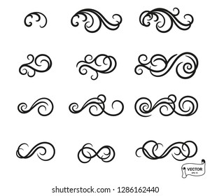Set of curls and scrolls ornament for design elements.