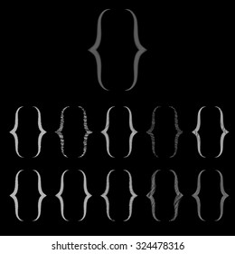 Set of curly bracket : Braces or curly brackets icon vector on chalkboard vector illustrator.