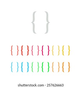 Set of curly bracket icons. Vector.