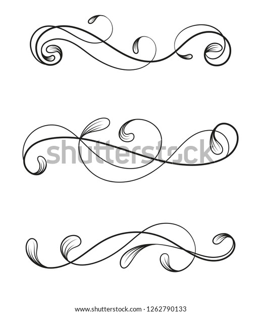 Set of curly\
divider. Scroll element\
isolated.