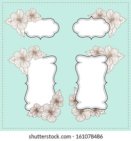 set of curly vintage frames with hibiscus