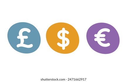 Conjunto de monedas icono aislado en blanco.
