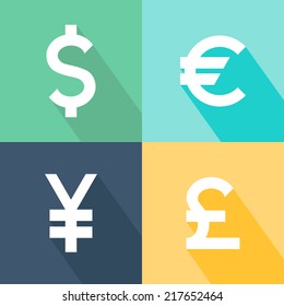 Set of currency icons. Currency converter symbol. Vector illustration