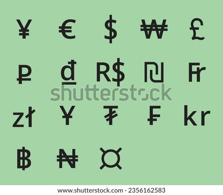 set of currency icons. currency icons of different countries. monetary icons bundle.